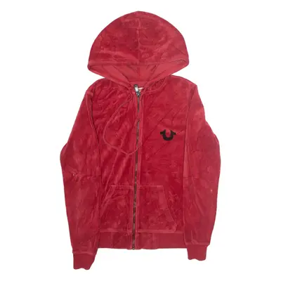 TRUE RELIGION Womens Red Hoodie Full Zip M