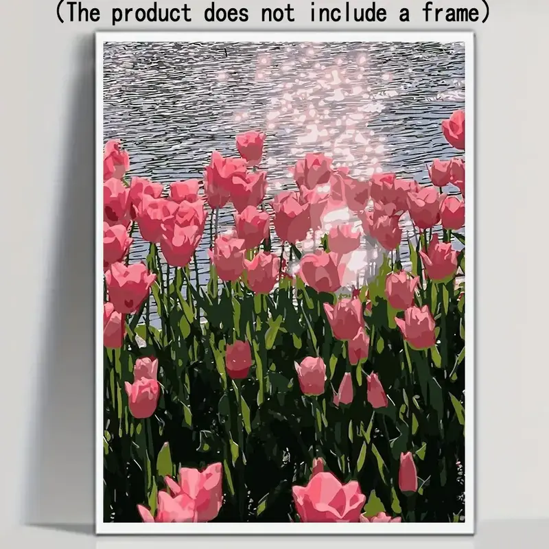 Tulip Garden Pattern Diamond Painting Kit, Flower Pattern DIY Diamond Painting without Frame, DIY Decor Painting for Bedroom ...