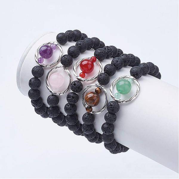 Natural Lava Rock Beads Stretch Bracelets