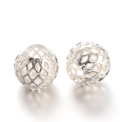 Rack Plating Hollow Round Brass Filigree Beads