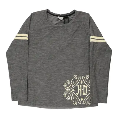 Harley Davidson Long Sleeve Top - XL Grey Polyester
