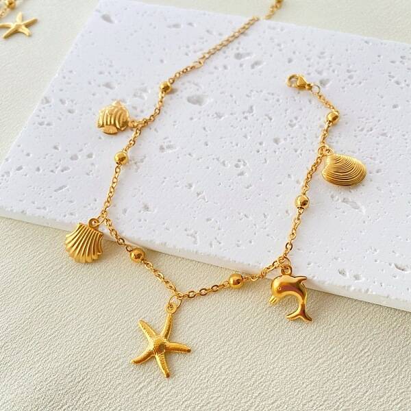 Bohemia Style Ocean Theme 304 Stainless Steel Anklets