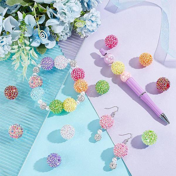 20Pcs 10 Colors AB Color Plated Acrylic Rhinestone Beads