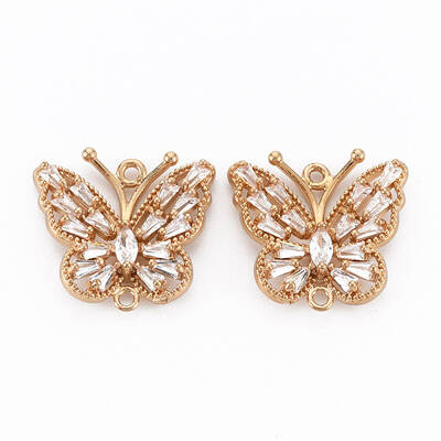 Brass Micro Pave Cubic Zirconia Links Connectors