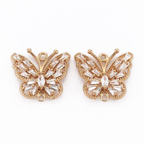 Brass Micro Pave Cubic Zirconia Links Connectors