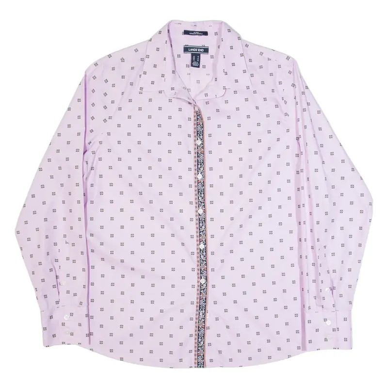 LANDS END Womens Shirt Pink Spotted Long Sleeve UK 16