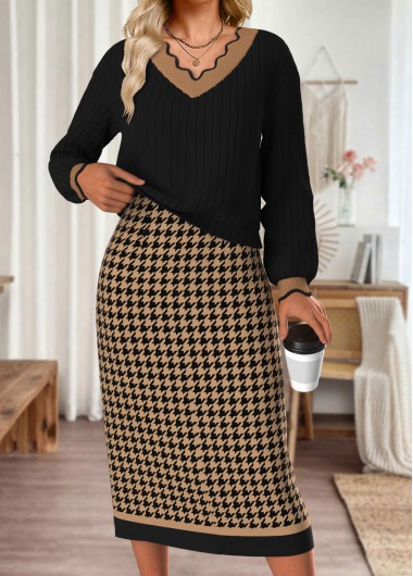 Modlily Black Tummy Coverage Plaid Dress and Cover Up - L