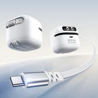 MAGIC JOHN 65W GaN Robot Fast Charger – Built-in Retractable Type-C Cable, Dual-Port Output, Safer Charging, Compatible wit...