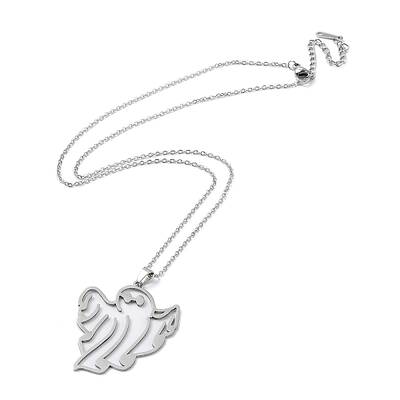 Non-Tarnish 201 Stainless Steel Hollow Ghost Pendant Necklace with Cable Chains