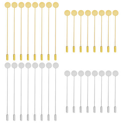 32Pcs 4 Styles Brass Lapel Pin Base Settings