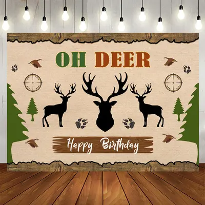 Aperturee Oh Deer Jungle Forests Elk Happy Birthday Backdrop