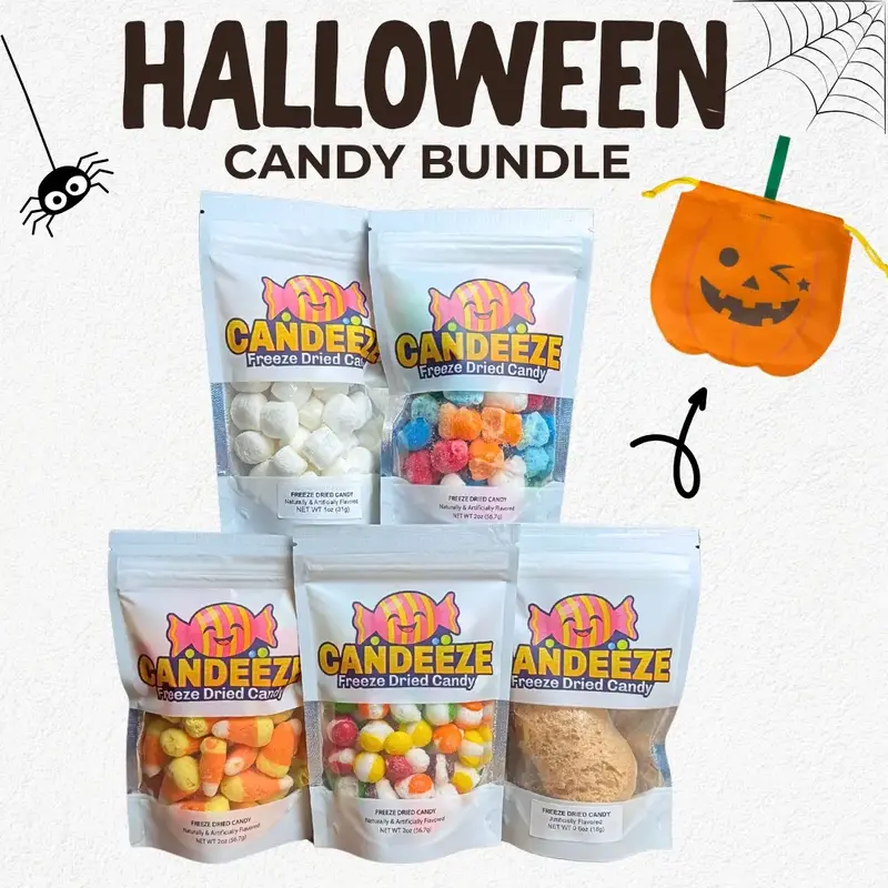 Candeeze Halloween Candy Bundle - 5 Pack Sampler of Viral Crunchy Freeze Dried Candies - Crunchy, Sweet & Rainbow Flavors - M...