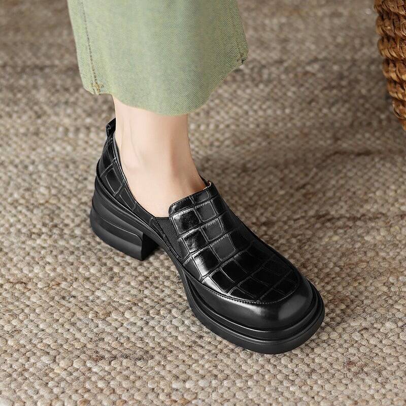 CHIKO Aubriana Round Toe Block Heels Loafers Shoes