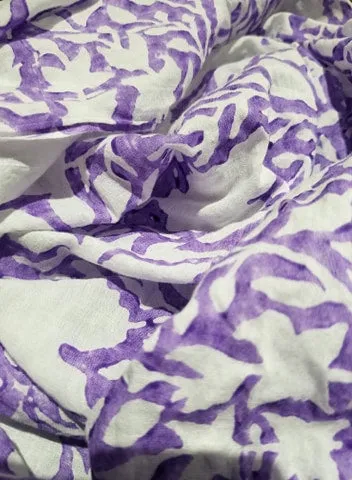 Block Printed Paisely Fabric | Color: Purple