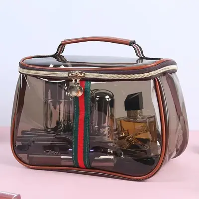 new retro vintage vanity bag makeupbag large capacity waterproof transparent toiletrybag luxury cosmetic bag women ladies tra...