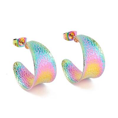 Ion Plating(IP) 304 Stainless Steel Chunky C-shape Stud Earrings
