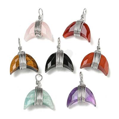 Natural Mixed Stone Copper Wire Wrapped Pendants