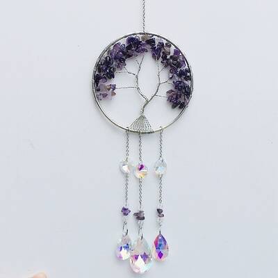 Natural Amethyst Tree of Life Pendant Decorations