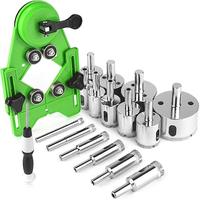 17PCS Diamond Hole Saw Kit - Tile Drill Bits Set with Double Suction Cups & Guide Jig, 4mm-83mm Serrated Hollow Drill for Cer...