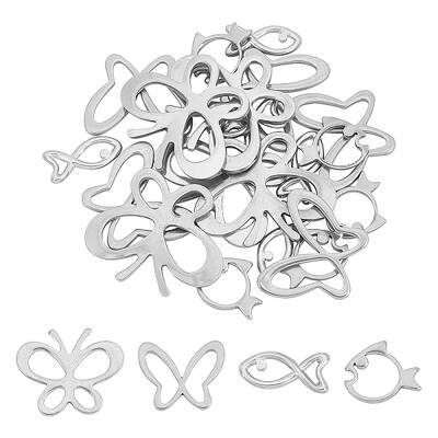 24Pcs 4 Style 304 Stainless Steel Linking Rings