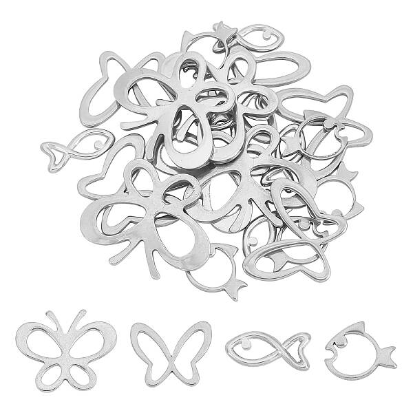 24Pcs 4 Style 304 Stainless Steel Linking Rings