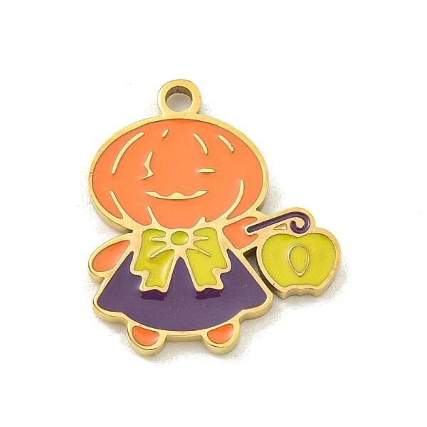 Halloween Theme Ion Plating(IP) 304 Stainless Steel Enamel Charms