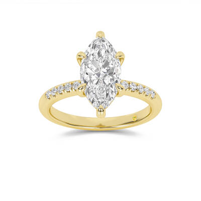 Aurelia Quarter Coverage Hidden Halo Marquise Lab Grown Diamond Engagement Ring | 10K Yellow Gold 3 3/8 CT. TW.