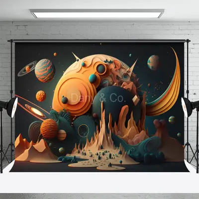 3D Universe Planet Backdrop For Birthday Cake Smash - Aperturee