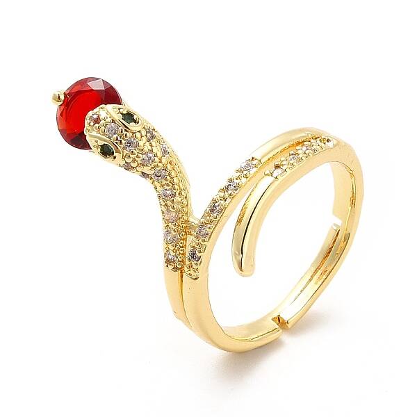 Cubic Zirconia Snake with Glass Wrap Adjustable Ring