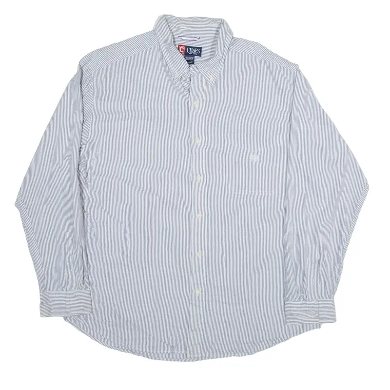 CHAPS Shirt Blue Striped Long Sleeve Mens XL
