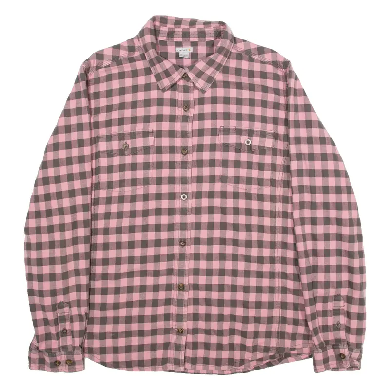 CARHARTT Womens Shirt Pink Check Long Sleeve UK 20