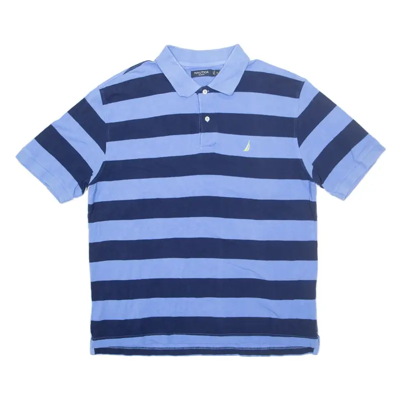 NAUTICA Slim Fit Mens Polo Shirt Blue Striped XL