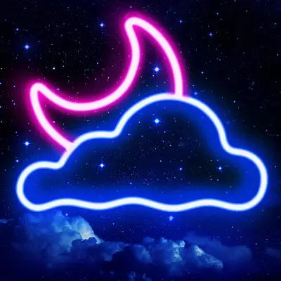 Moon & Cloud Design Night Light For Cozy Corner, Summer Gift, USB Powered Decorative Neon Sign, Creative LED Neon Light For H...
