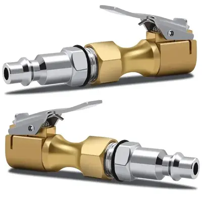 Brass Car Tire Air Chuck, Closed Flow Tire Chuck, Heavy Duty Lock On Tire Chuck with Clip for Inflator Gauge Compressor Acce...