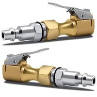 Brass Car Tire Air Chuck, Closed Flow Tire Chuck, Heavy Duty Lock On Tire Chuck with Clip for Inflator Gauge Compressor Acce...