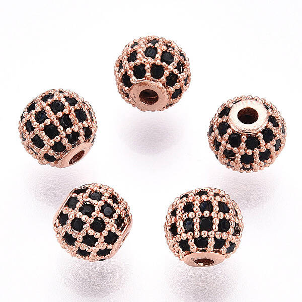 Rack Plating Brass Cubic Zirconia Beads