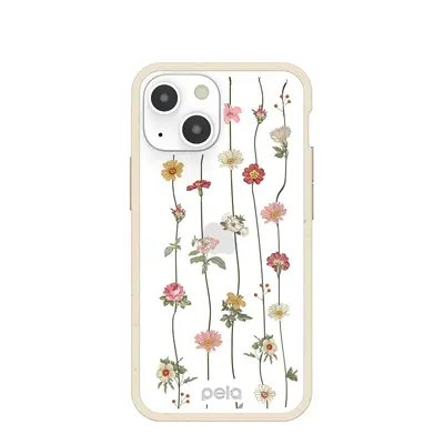 Clear Floral Vines iPhone 13 Mini Case With London Fog Ridge