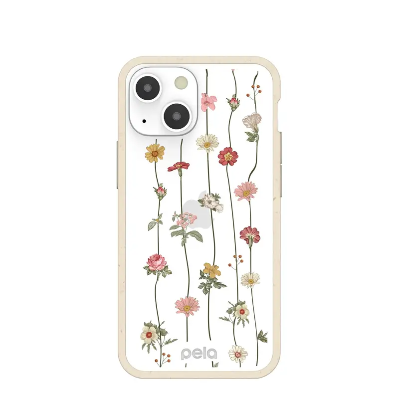 Clear Floral Vines iPhone 13 Mini Case With London Fog Ridge