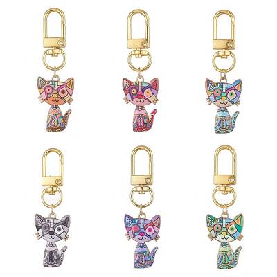 6Pcs Alloy Enamel Pendant Decoration