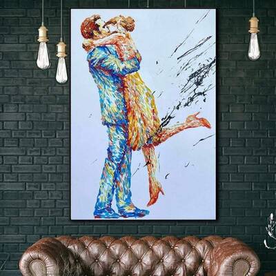 Oil Paintings Abstract Wall Art Hand Love Couple Romantic Canvas | LOVE RENDEZVOUS