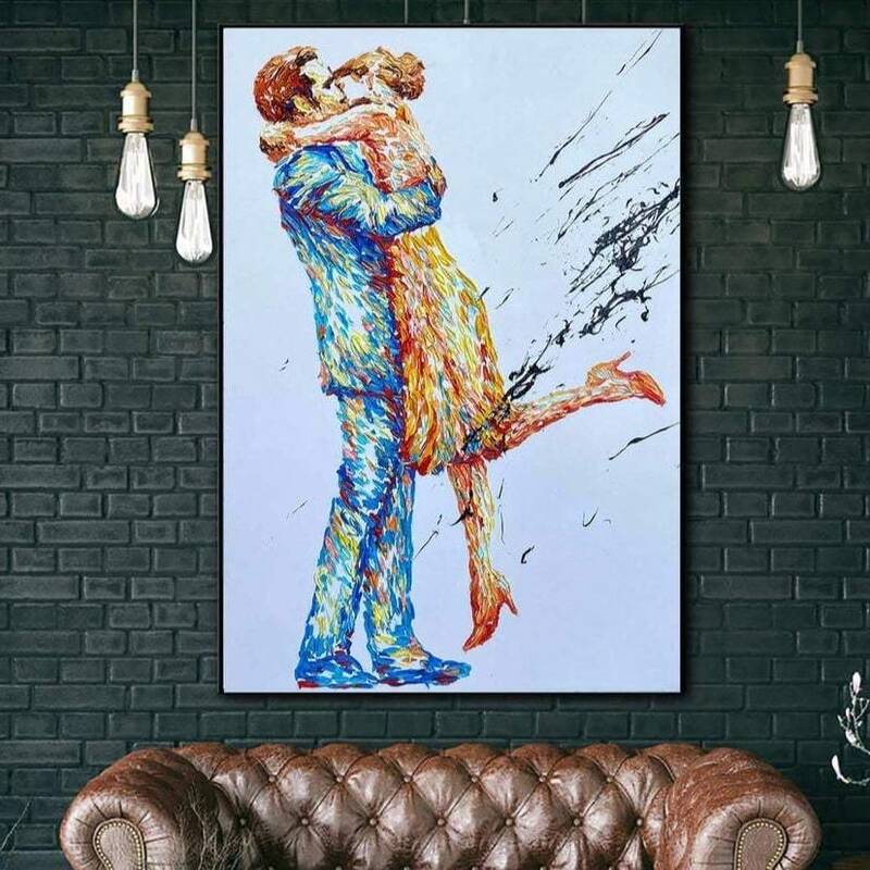 Oil Paintings Abstract Wall Art Hand Love Couple Romantic Canvas | LOVE RENDEZVOUS