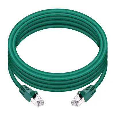 24372 Monoprice Cat6A Ethernet Patch Cable Snagless RJ45 550MHz STP Pure Bare Copper Wire 10G 26AWG 14ft Green
