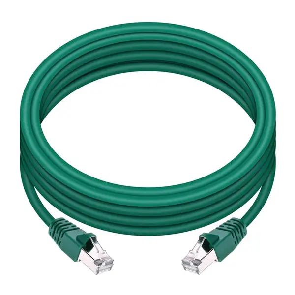 24372 Monoprice Cat6A Ethernet Patch Cable Snagless RJ45 550MHz STP Pure Bare Copper Wire 10G 26AWG 14ft Green