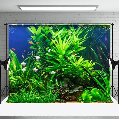 Green Leaves Branch Fish Tank Landscaping Backdrop - Aperturee
