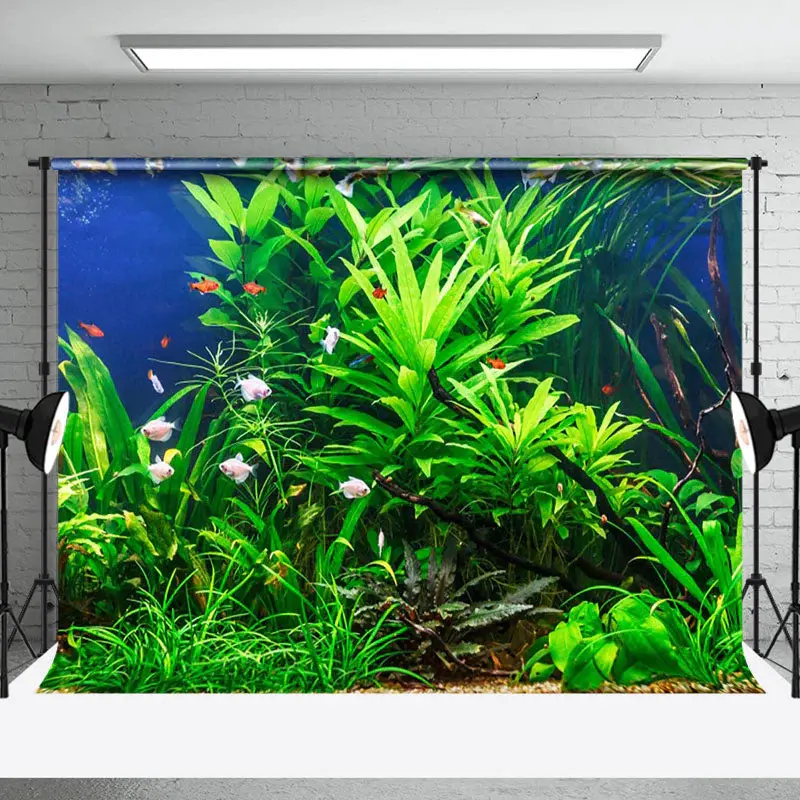 Green Leaves Branch Fish Tank Landscaping Backdrop - Aperturee