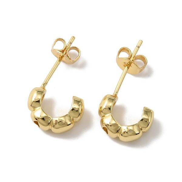Brass C-Shape Stud Earrings for Woman