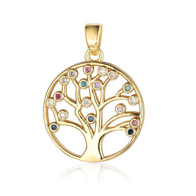 Brass Micro Pave Colorful Cubic Zirconia Pendants