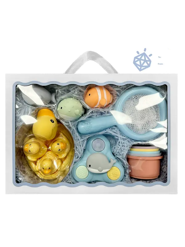 Jool Baby Bathtime Adventure 15-pc Gift Set with Bath Toys Floating Ducks & Sensory Fun for Baby Shower Includes 3 Mama & 3 B...