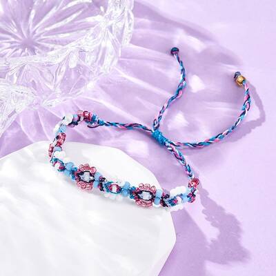 Flower Glass Seed Beaded Braided Bead Bracelets for Women Frineds