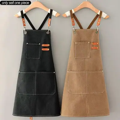 Kitchen Apron, 1 Count Wear Resistant and Oil Proof Apron with Pocket, Household Cooking Painting Gardening Work Apron for Me...